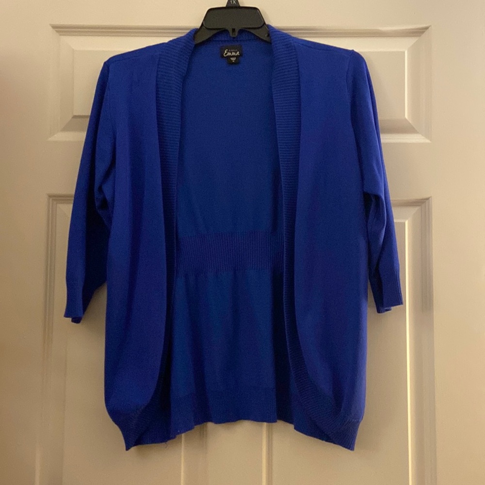 Simply Emma Blue Cardigan w 3/4 Sleeve Size 2X